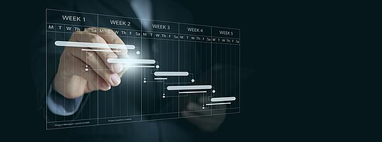 Eine Hand zeigt auf eine Auswertung - Wertstromanalyse